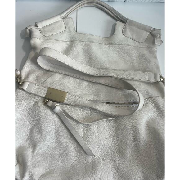 Foley + Corinna Bag Women’s White Mid City Tote Buttery Leather Zipper Satchel - Picture 14 of 15